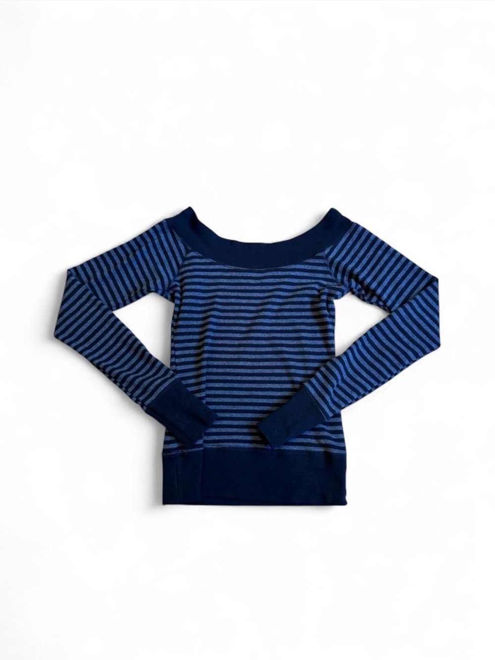 Brandy Melville Navy & Royal Blue Striped Long Sleeve Top